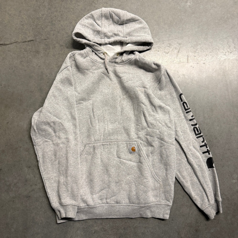 Carhartt Mens Loose Fit Graphic Sleeve Hoodie Heather Gray Medium K288